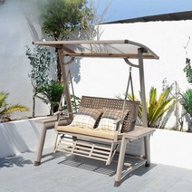 그네의자 원목 야외 카페 흔들 의자, 3인승(페달포함)