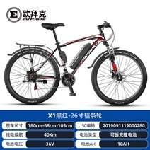 전동오토바이 전동자전거 전기자전거 Obek 26인치, X1-스포크 휠-블랙 앤 레드 10AH, 10AH