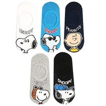 5 족조 땅콩 - 스누피 미 찰리 브라운 키 마우스 캐릭터 세트 양말 풋 커버 보이지 않는 양말 얕은 신발 여성 M: 22-26cm 해외 직송