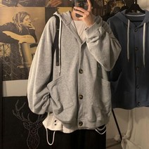 L.ONLINE SHOP여성 후드집업 점퍼 집업자켓 무지 단추 오버핏 CV32 후드티 후드집업 후드코트 힙합패션
