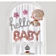 나탈리야153 헬로 베이비샤워 임밍아웃 임신 출산 생일 축하 파티 선물 태교여행 이벤트 홈파티 용품 셀프만삭사진촬영 소품 로즈골드 아기풍선 7P DIY 세트, Rose Gold set