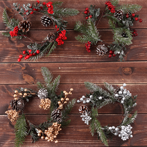 크리스마스 테이블셋팅 오나먼트 솔방울 캔들링 리스 4종, 실버