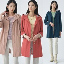 [지센] 여성 스판 후드탈착 트렌치코트(색상3종)