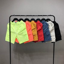 맨스토리 남자 시원한 컬러 밴딩 카고 5부 반바지