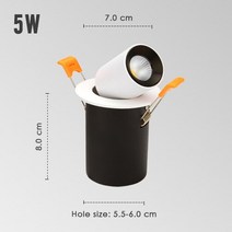 LED 통 360 도 회전 천장 스포트 라이트 COB 5W 12W 조정 가능한 램프 거실 의류 쇼룸 220V, 01 Round 5W_03 Neutral White