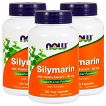 나우푸드 3개세트 실리마린 밀크시슬 추출물 150mg 위드 투메릭 120정 Milk Thistle Extract With Tumeric 120 Veg Capsules, 3개, 120캡슐