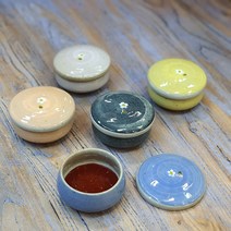 보산토기 도자기 종지 뚜껑종지 종지그릇 야생화 간장종지 소스볼, 보라