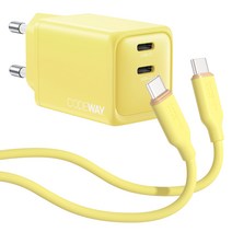 코드웨이 45W 초 고속 충전기 + 100W C to C 타입 초고속 충전 케이블 2M, 1세트, 레몬 옐로우