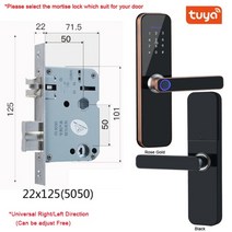 도어락 생체 인식 지문스마트 카드암호키 잠금 해제usb 비상 충전 기능이 있는 tuya wifi 전자 스마트 록 261, 검은색, 125x22(5050)