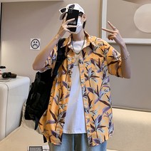 꽃무늬 남방 남성 남자 하와이안티셔츠 세트 남자 하와이안셔츠 조폭셔츠 하와이셔츠 빅사이즈 빈티지 꽃무늬반팔셔츠