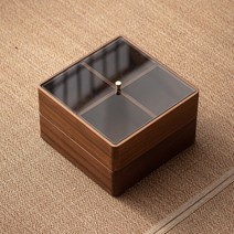 호두나무 3 층 스낵 캔디 상자 건조 과일 접시 식품 상자 중국 보관함으로 구분, 02 2
