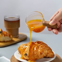 홈카페 에스프레소 유리샷잔 우드손잡이 투명 손잡이컵, 50ml