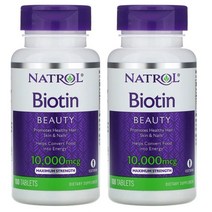 Natrol Biotin 나트롤 비오틴 최고강도 10 000mg 100정, 2개
