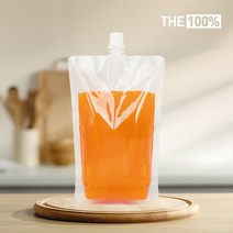 THE100% 스파우트 파우치 투명 음료파우치 쥬스팩 음료팩 500ml 11파이 50매