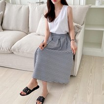 [바보사랑] 여자 여름 땡땡이무늬 플리츠 롱 스커트[옷자락]