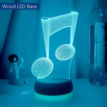 아크릴 3d 환상 아기 밤 빛 음표 홀로그램 nightlight led 터치 센서 다채로운 usb 배터리 전원 침대 옆 램프, 복사 나무, 16색 리모컨