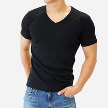 스타토리 짱짱한 남자 면 스판 V넥 머슬핏 반팔 티셔츠 쫄티