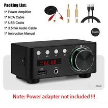 자동차 오디오 앰프 블루투스 호환 HIFI 파워 앰프 50w x 2 Tpa3116 채널 2.0 BT 5.0 홈 카 디지털 오디오, 05 Black Set(No Power)