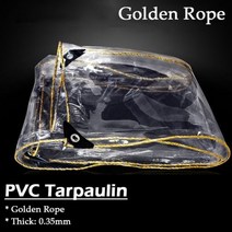 야외 투명 방수포 0.35MM 정원 발코니 PVC 방수 천 문 창 커버 텐트 캔버스, 3.8x5.8m, 골든 로프