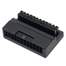 DIY Computer Accessories Wiring Motherboard ATX Power Supply 24P Turn 90 Degree Connector Steering H, [01] 1pcs