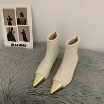 앵글 삭스 부츠 힐 워커 여자 명품 골드 투톤 하객패션
