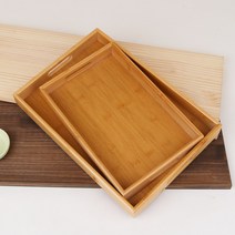 뱀부 직사각 손잡이 트레이 2p 세트 A