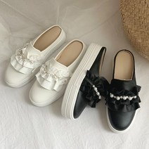 우아한 여성 슬립온 진주큐빅 장식 레이스 슬립온 05033670EA