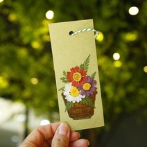 [천삼백케이] [체크스토리] 압화 책갈피 만들기 세트 컬러색지 5인용 북마크, 알리슘+레이스플라워