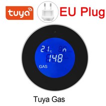 가스 누설 탐지기 검지기 Tuya-Wifi 스마트 천연 경보 센서 온도 기능 가연성 누출 감지기 LCD 디스플레이 라이프 앱, [02] 한국플러그 Plug, 02 Tuya Gas EU