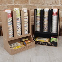 마루 종이컵 디스펜서 커피트레이 티백 정리함 보관함 박스, 타워(대)2구 블랙