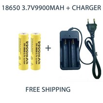 18650 배터리 충전식 배터리 3.7v 18650 손전등 토치 배터리 + 충전기 용 9900mah 용량 리튬 이온 충전식 배터리, 2pcs 코어