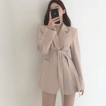 [랜덤플레이] 허리 밴드 더블 포켓 블레이저 자켓