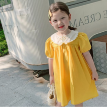 (바로배송) 마이슈마켓 옐로핑크 자수 아기원피스 [7-15호] 퍼프소매 여아 아동 유아