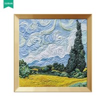 수란 3D 부조 DIY 명화 세트, 34x34cm+선물함+안료+화필x3, 삼나무가 있는 밀밭