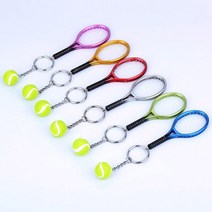 테니스라켓키링 키링장식 열쇠고리 장난감키링 블루, 1개