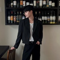 Stripe crop blazer 남자 스트라이프 크롭 블레이져 숏 자켓 척도