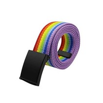 107732 남여 공용 캔버스 웹 벨트 청바지 반바지 바지에 대한 검은 금속 버클 캐주얼 군사 전술, 무지개, 120cm/47인치