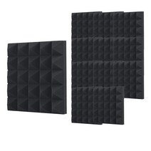 uTVHome Store 25CM X 25CM X 5CM 흡음재 벽 우레탄 폼 개선판 마법 양면 테이프 부착 초강력 방음 흡음 우레탄 스폰지 방음재 고밀도, 흑색-12매-Pyramid