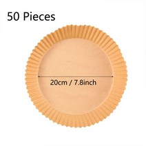 시트 미용 에어 프라이어 일회용 종이 용 치즈 케이크 액세서리 양피지 목재 펄프 스티머 베이킹 페이퍼 50 개, [02] 50pcs  20cm round