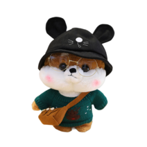 PKTOYS DIY귀여운 애착 오가닉 강아지인형 봉제 동물 크리스마스 명절 선물, 갈색 검은 고양이 모자 녹색 스웨터, 30cm (손 선물 상자)