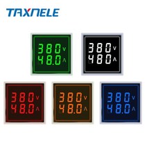 ac 60-500v 1-100a led 디지털 전압계 전류계 헤르츠 hz 신호 조명 220v 전압 전류 측정기 볼트 앰프 테스터 감지기, 정사각형 v, 초록
