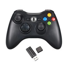 PC win7/2.4 게임 컨트롤러 용 Microsoft Xbox 360 조이스틱 수신기 제어 기능이있는 8/10G 무선 패드, 2.4G Black, CHINA