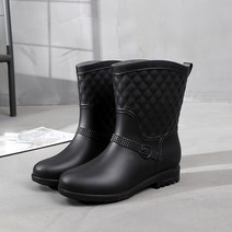 4컬러 퀄팅 패턴 베이직 여성 앵클 레인부츠 레인17여성장화 레인부츠 장마 비 우비, 245mm, 퍼플
