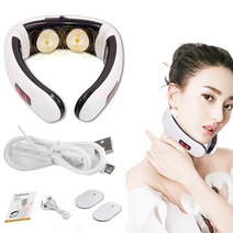 안마의자 안마패드 목안마기 지압의자 온열패드 전기 펄스 백 목 원적외선 난방 통증 완화, 충전식