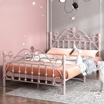 핑크 공주침대 철제 유럽풍 프레임 퀸사이즈 엔틱 철재, 1800mmx2000mm, A 블랙