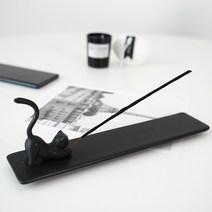 도자기 고양이 인센스홀더 향꽂이, 블랙