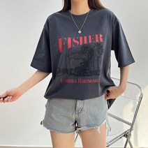 걸즈팩토리 여성용 콜레셔 오버핏 라운드 심플 반팔티셔츠