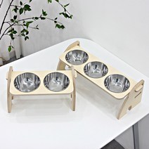 리빙원디자인 고양이 강아지 말리식탁 1구 2구 3구 자작나무 원목 그릇포함 반려동물식기, 3구 강아지패턴, 1개