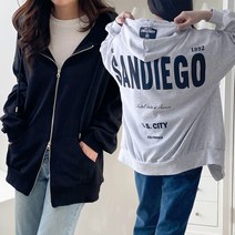 데일리 여성 빅사이즈 샌드 나염 후드집업 오버핏 간절기 집업