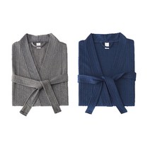 모던리빙 1+1 여름 와플 샤워가운 2장, 그레이XL+딥블루L